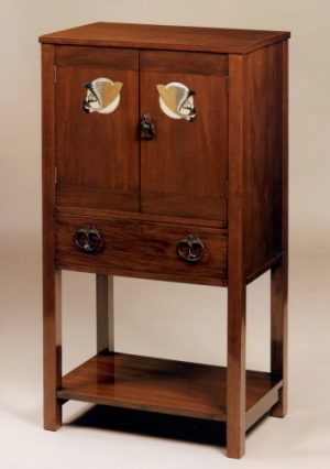 M.H.Baillie Scott for J.P.White inlaid mahogany music cabinet -0
