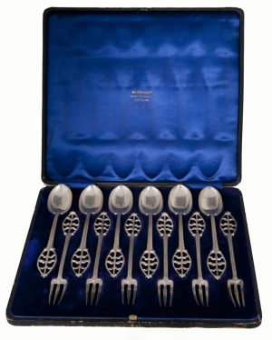 A rare boxed set of silver forks and spoons-0