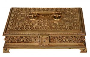 A Gothic Revival gilded brass box-0
