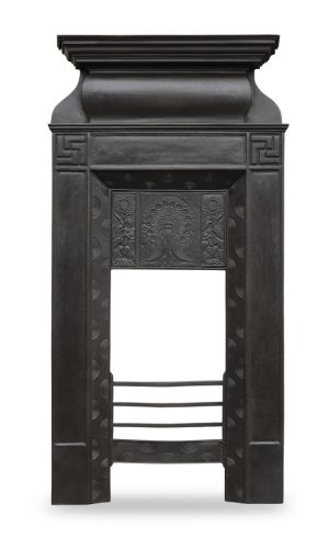 A pair of Aesthetic Movement cast iron fire surrounds.