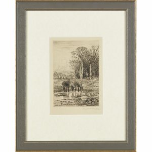 A set of six framed etchings ‘ The New Forest ‘