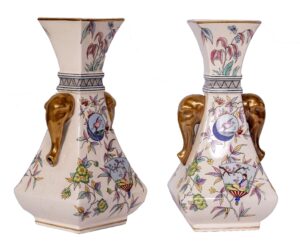 A pair of Old Hall Aesthetic Movement vases