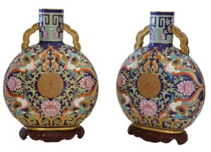 A pair of Royal Worcester moon flasks